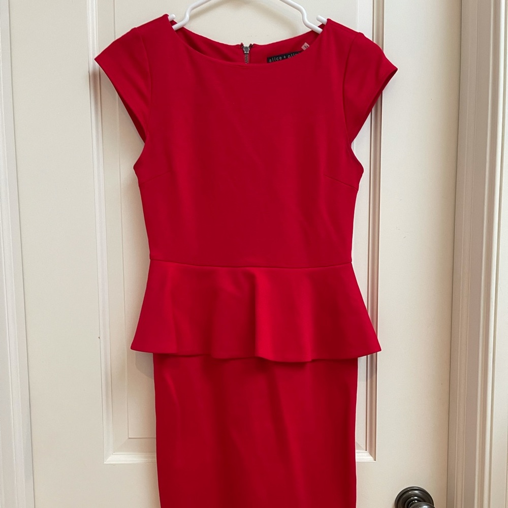 Alice + Olivia red dress with peplum dress